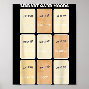 Póster Tarjeta de biblioteca estados de ánimo vintage lib