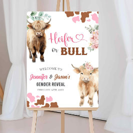 Póster Tarjeta de bienvenida Heifer o Bull Gender Revelar