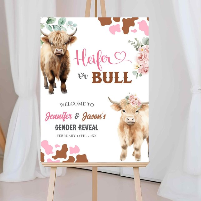 Póster Tarjeta de bienvenida Heifer o Bull Gender Revelar (Subido por el creador)