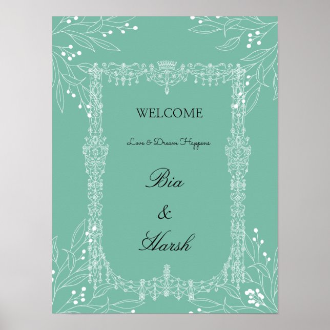 Póster Tarjeta de boda bonita (Frente)