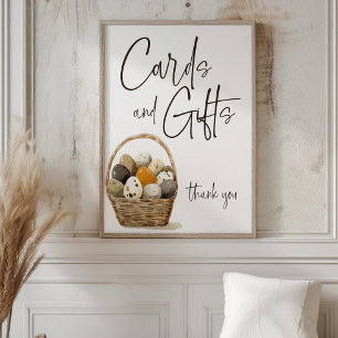 Póster Tarjeta de boda de granja de pollo y letrero de re