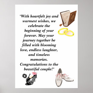 Póster Tarjeta de boda elegante – Tacones negros chic con