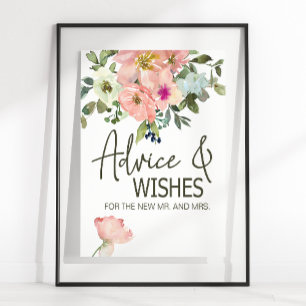 Póster Tarjeta de boda floral de cáscara de huevo y rubor