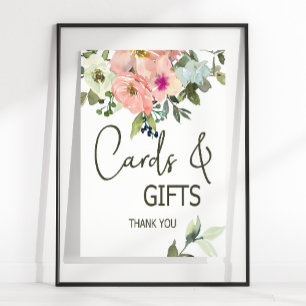 Póster Tarjeta de boda floral de cáscara de huevo y rubor