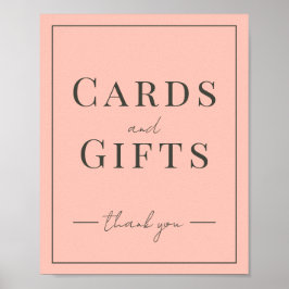 Póster Tarjeta de boda y letrero de regalo de coral y cre