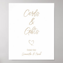 Póster Tarjeta de boda y regalo de escritura dorada elega
