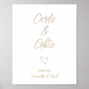 Póster Tarjeta de boda y regalo de escritura dorada elega