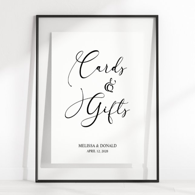 Póster Tarjeta de boda y regalos con letra script moderna (Subido por el creador)