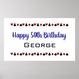 Póster Tarjeta de Casino Blue Las Vegas Style Jueves Cump