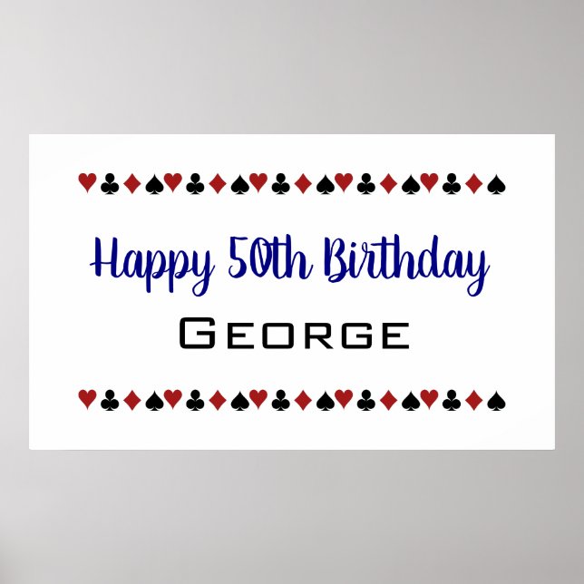 Póster Tarjeta de Casino Blue Las Vegas Style Jueves Cump (Frente)