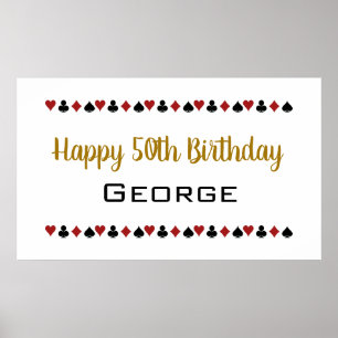 Póster Tarjeta de Casino Gold Las Vegas Style Juega Cumpl