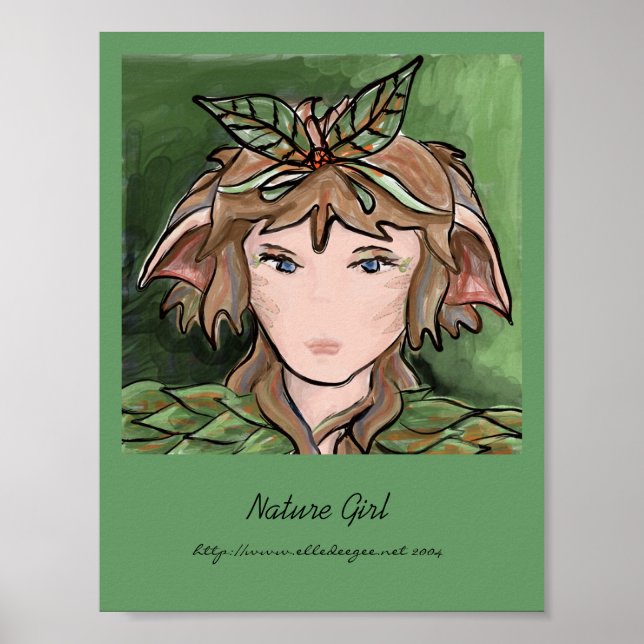 Póster Tarjeta de Chica de la naturaleza (Frente)