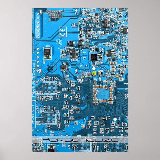 Póster Tarjeta de circuito azul PCB del conjunto del circ (Frente)