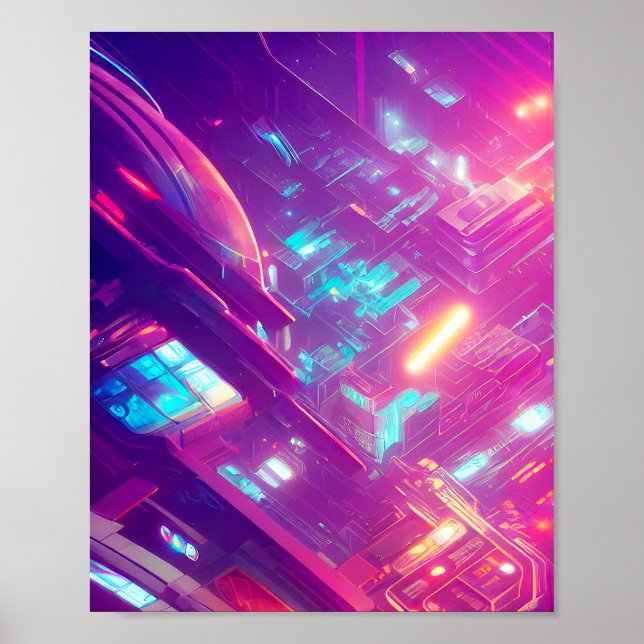 Póster Tarjeta de circuito de tecnología futurista (Frente)