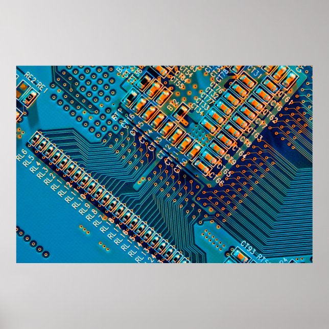 Póster Tarjeta de circuito electrónico de cerca. computad (Frente)