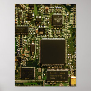 Póster Tarjeta de Circuito Verde Macro   Foto de PCB