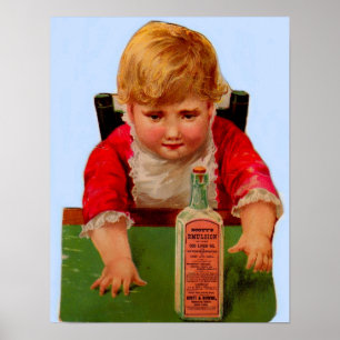 Póster Tarjeta de comercio victoriana: Aceite de castor e