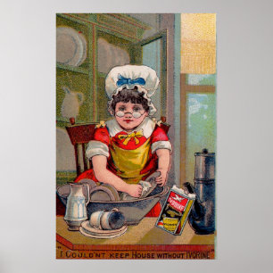 Póster Tarjeta de comercio victoriana para jabón marfileñ