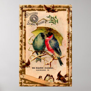 Póster Tarjeta de comercio victoriana Standard SewMachine