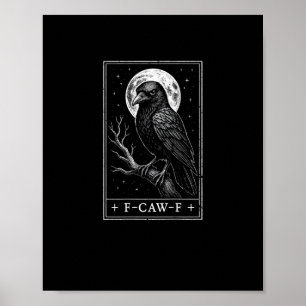 Póster Tarjeta de Cuervo F-Caw-F Divertida Parte Trasera
