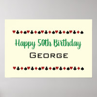 Tarjeta de Cumpleaños Estilo Casino Green Las Vega