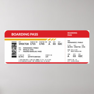 Póster Tarjeta de embarque - Rojo