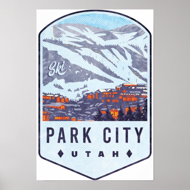 Póster Tarjeta de esquí de Park City Utah (Frente)
