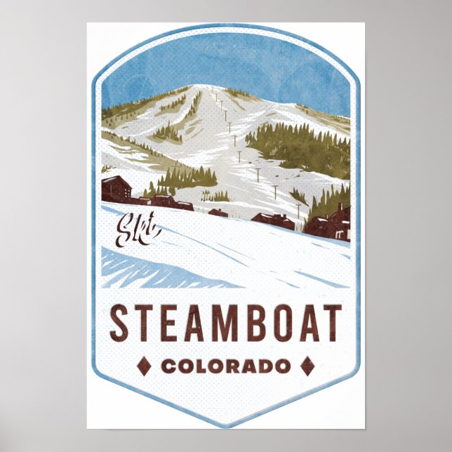 Póster Tarjeta de esquí de Steamboat Colorado (Frente)