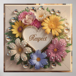 Póster Tarjeta de felicitación 3D de lujo con diseño flor