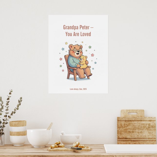 Póster Tarjeta de felicitación para el oso del abuelo (Cocina)