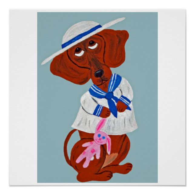 Póster Tarjeta de felicitación plegada de Dachshund (Anverso)