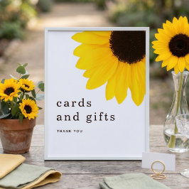 Póster Tarjeta de girasoles y regalos Cumpleaños 18