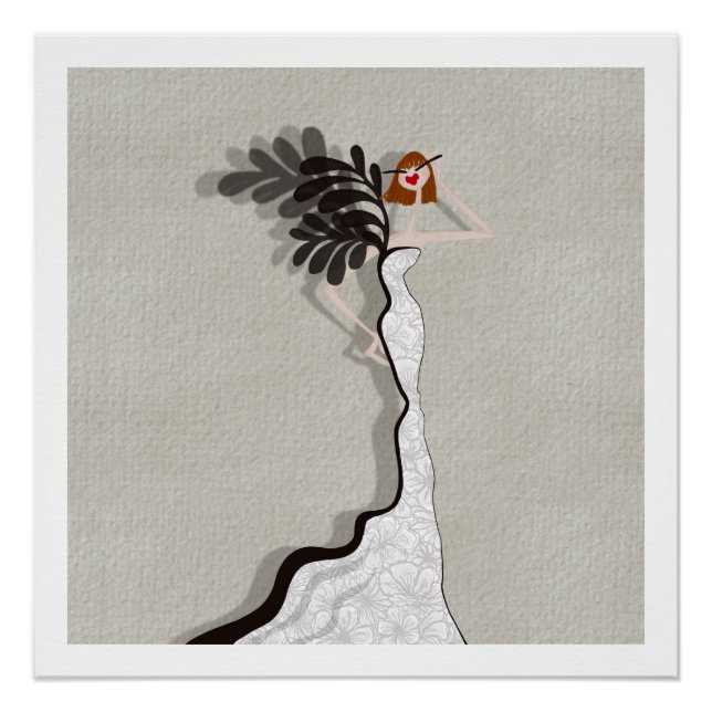 Póster Tarjeta de Ilustracion de moda Glamour Haute Coutu (Anverso)