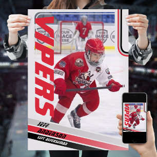 Póster Tarjeta de intercambio de hockey sobre hielo 