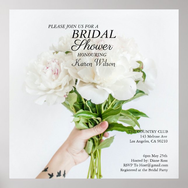 Póster Tarjeta de invitación de despedida de soltera con  (Frente)