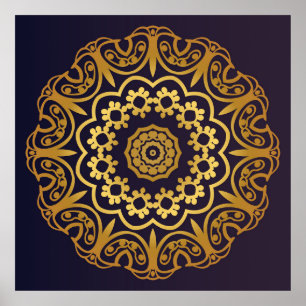 Póster Tarjeta de invitación de época con patrón de Manda