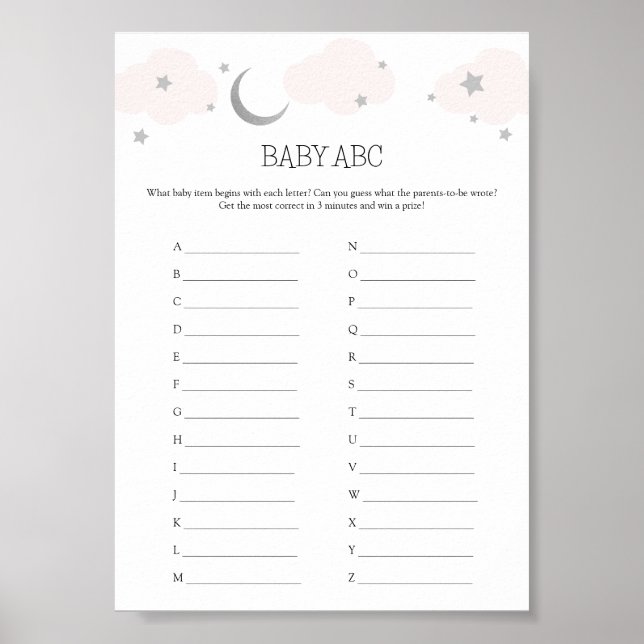 Póster Tarjeta de juego Baby Shower para bebés (Frente)