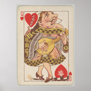 Póster Tarjeta de juego de Reina de Corazones Vintage (18