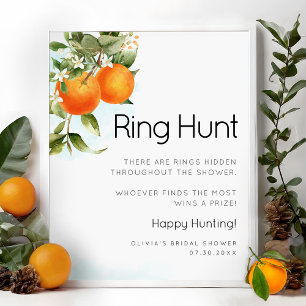 Póster Tarjeta de juego naranja Ring Hunt Bridal Shower