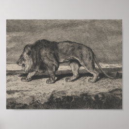 Póster Tarjeta de león de época