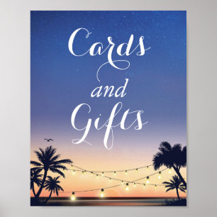 Póster Tarjeta de luz Palm Beach String y Rótulo de regal