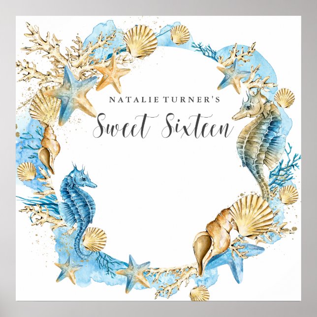 Póster Tarjeta de mensaje de firma Sweet 16 (Frente)