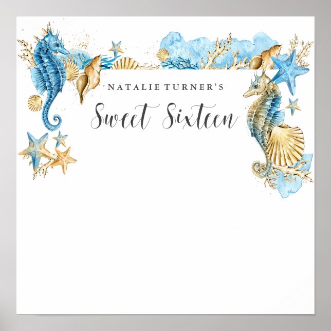 Póster Tarjeta de mensaje de firma Sweet 16 (Frente)