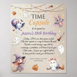 Póster Tarjeta de mensaje Happy Boo Halloween Time Capsul