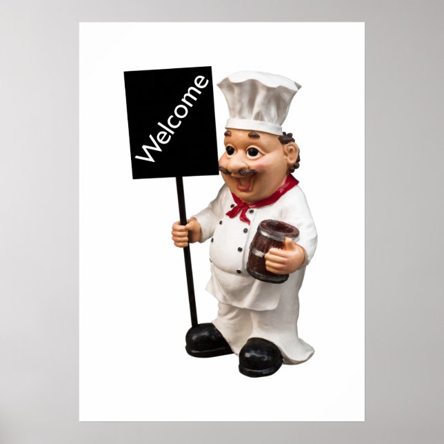 Póster Tarjeta de menú de bienvenida del chef - WELCOME (Frente)