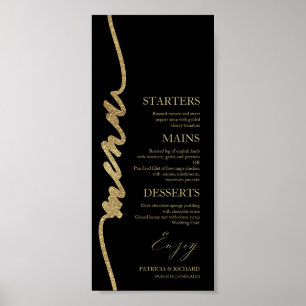 Póster Tarjeta de menú de boda imprimible 4x9 para plato