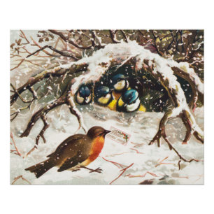 Póster Tarjeta de Navidad de la era Victoriana antigua, p