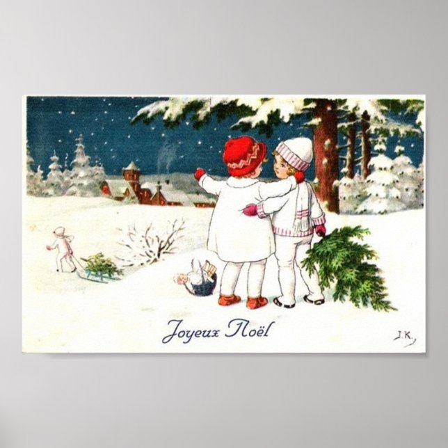 Póster Tarjeta de navidad infantil Joyeux Noel (Frente)