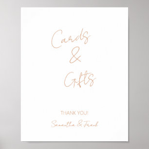 Póster Tarjeta de oro rosa elegante y letrero de regalo
