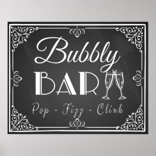 Póster Tarjeta de pizarra de señalización "Bubbly Bar" Bo